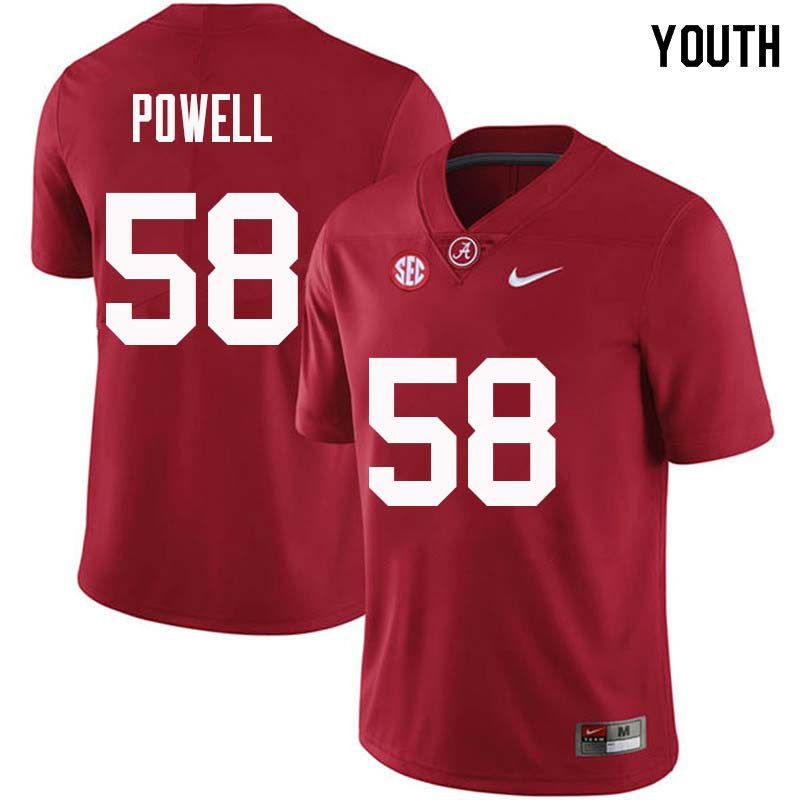 Alabama Crimson Tide Youth Daniel Powell #58 Crimson NCAA Nike Authentic Stitched College Football Jersey FZ16X73LL